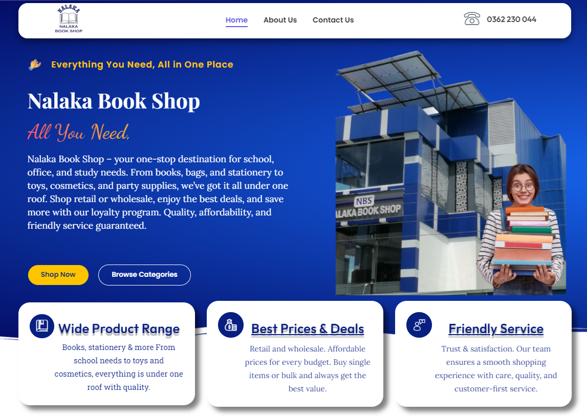 Nalaka Book Shop website preview